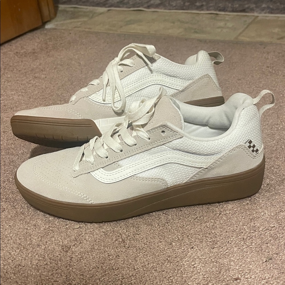 Vans White and Tan VR3 Cush Skate Shoes Unisex size 40.5